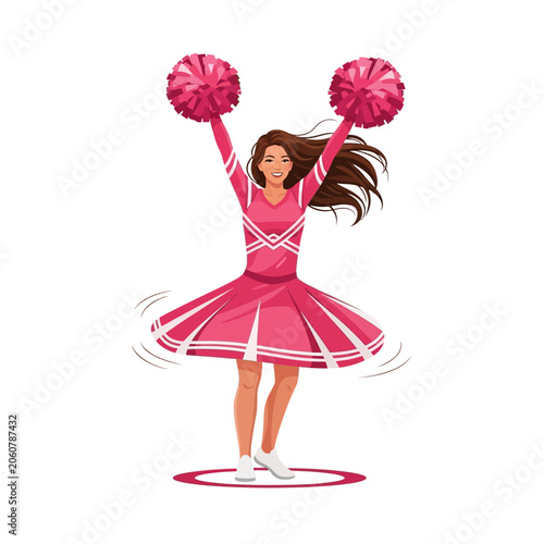 Fényképezés Female Cheerleader Spinning in Halftime Choreography Dance