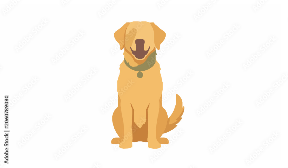 Fototapeta premium Cute Labrador Retriever Dog Sitting Calmly Vector Pet Character Illustration