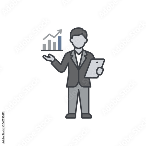 Businessman analyzing financial growth on a digital tablet device.