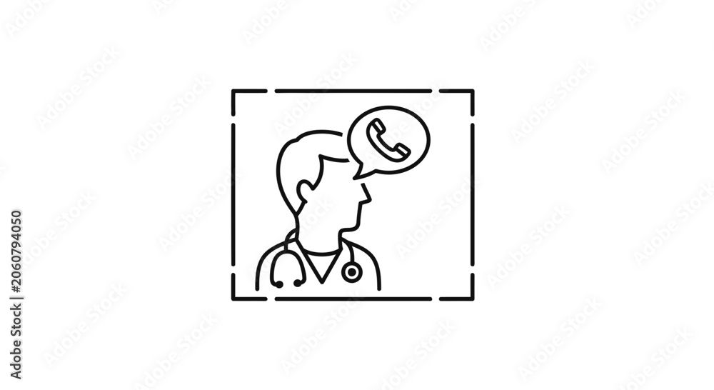 Fototapeta premium Doctor Consultation Icon, Medical Call Symbol, Healthcare Communication Concept