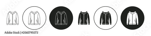 Photos Hoodie jacket icons collection in black filled and stroke line style
