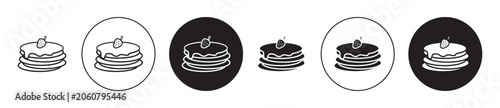 pancakes icons collection in black filled and stroke line style