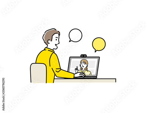 オンラインで話す男性