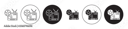 Canvastavla Soccer Live Match On TV icons collection in black filled and stroke line style