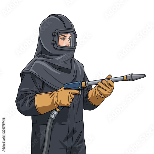 Canvastavla Female Sandblaster Holding Nozzle