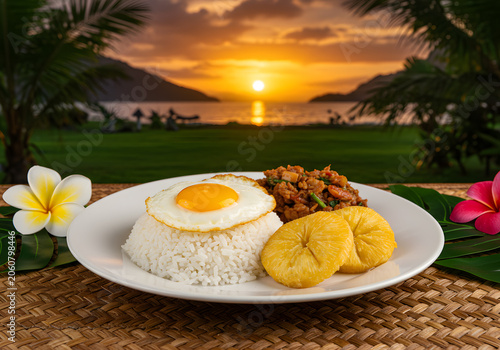 Sunset tropical meal plate