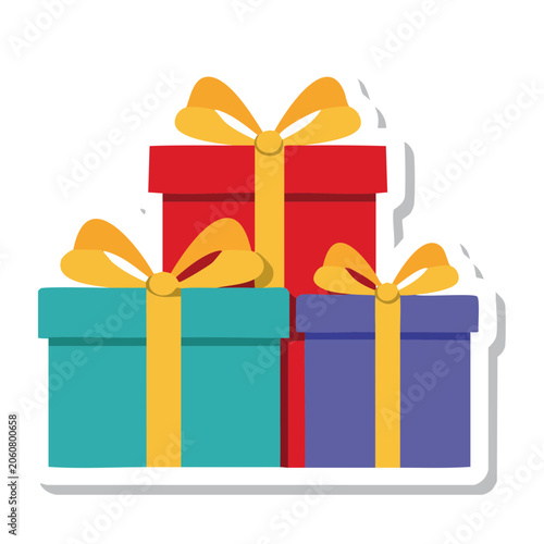 Stacked Gift Boxes with Bows in Flat Design