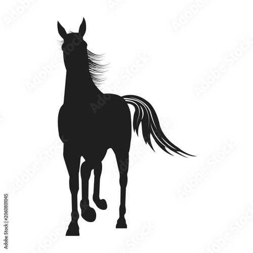 Majestic Horse Running Forward Silhouette Illustration, Elegant Equine Graphic