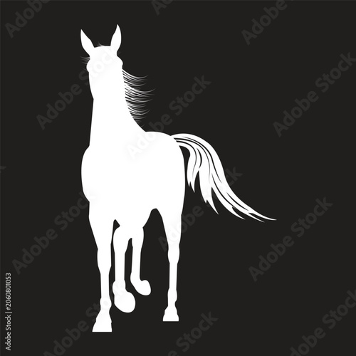 Majestic Horse Running Forward Silhouette Illustration, Elegant Equine Graphic