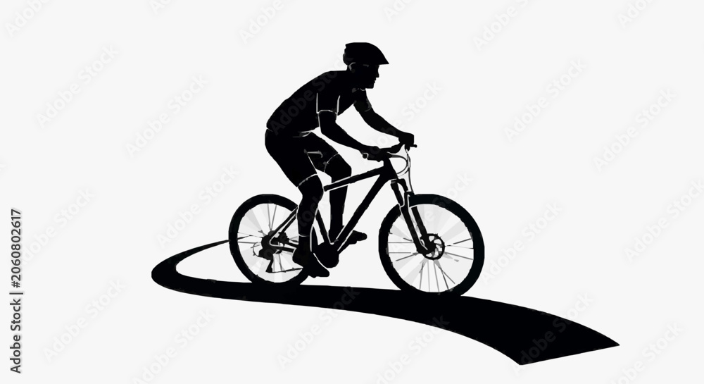 Obraz premium Silhouetted Cyclist in Motion.