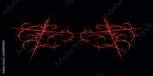 hand drawn dark art element black and red neo tribal illustration