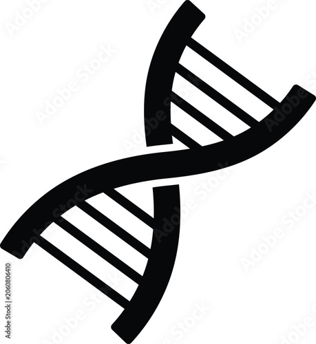 Εκτύπωση καμβά Black dna double helix on white background, science symbol molecule genetics
