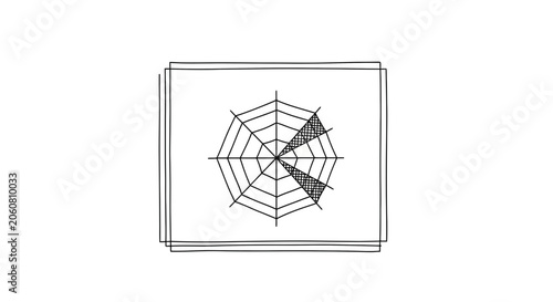 Hand-drawn spider web diagram with shaded sectors, representing data or analysis