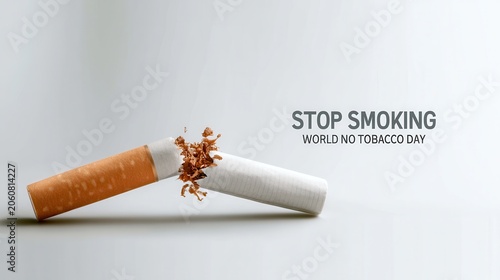 Broken cigarette isolated on white background