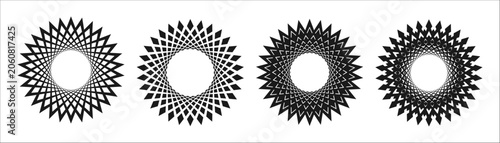 Photos Abstract Geometric Spiral Mandala Pattern Set with Circular Symmetry