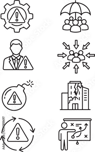 Risk management line icons vector illustration.