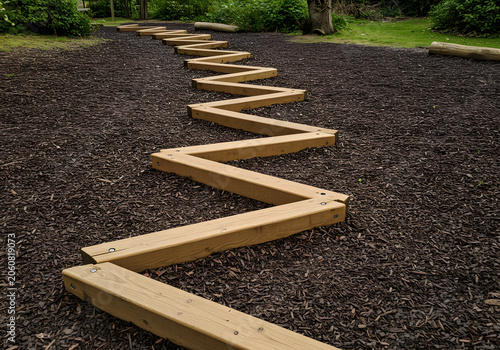 Wooden balance beams outdoor path