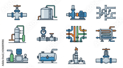 Fotografie Industrial Plumbing and Valve Components.