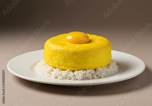 Yellow egg dish on rice