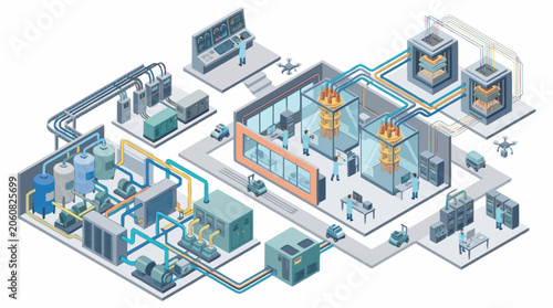 Tableau sur toile Modern industrial factory complex with advanced technology and automation systems