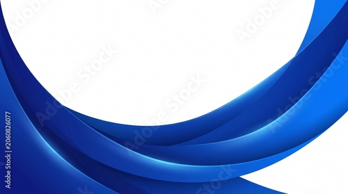 Bild auf Leinwand Abstract Blue Waves: Dynamic blue waves gracefully curve across a clean white background, creating a sense of fluidity and modern sophistication