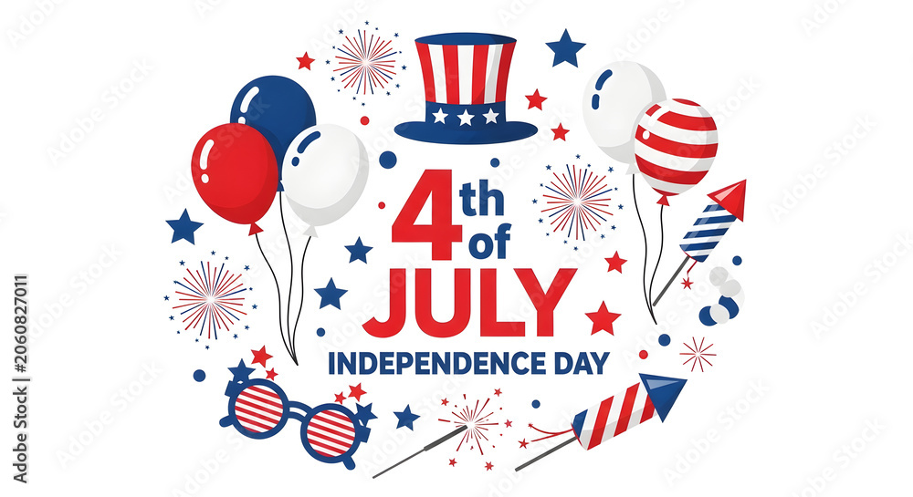 Fototapeta premium Vibrant 4th of july celebration illustration