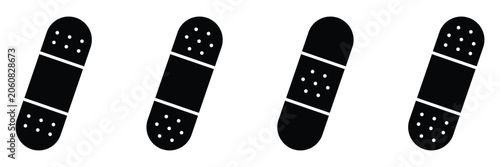 Vászonkép Simple black bandied icons representing medical emergency fir staid and essentia