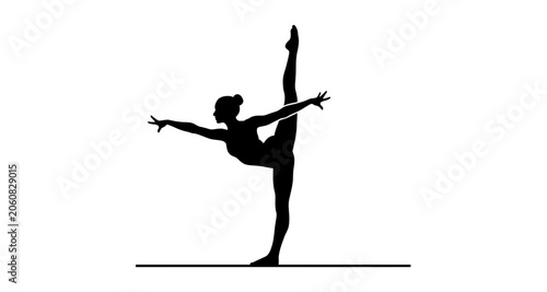 Photos Gymnast performing split pose silhouette on transparent background