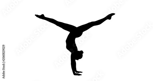Foto Gymnast performing handstand silhouette on transparent background