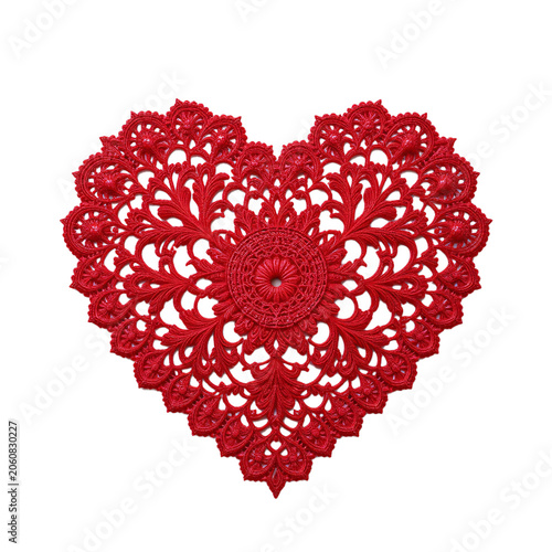 Red heart made of flowers for a romantic Valentine’s Day design