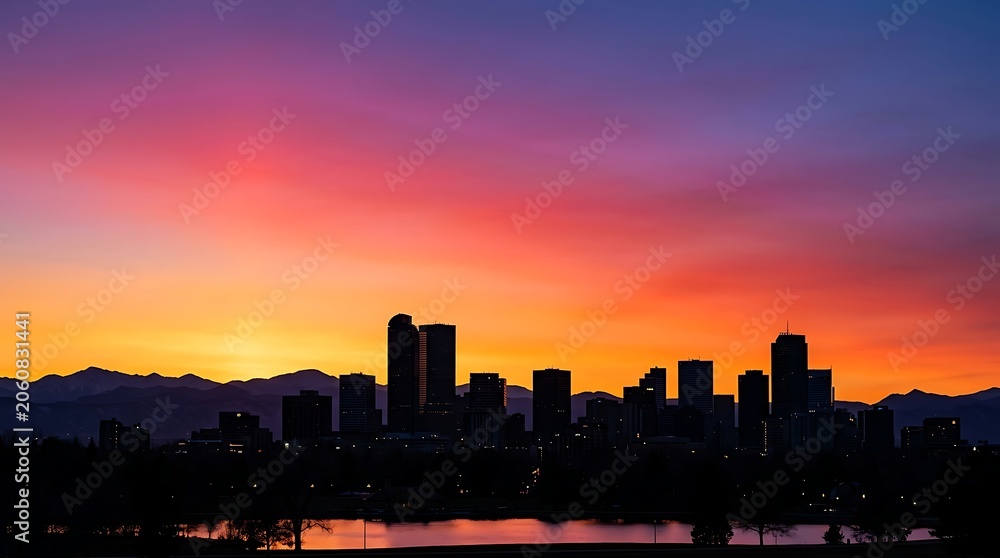 Fototapeta premium sunset over the city