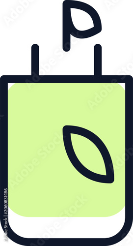 Minimalist flat line icon representing green sustainable biogas energy storage cylinder for eco friendly illustration