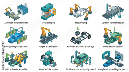 Industrial Robotics Assembly Line Automation Process.