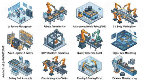 Industrial Robotics Assembly Line Concepts.