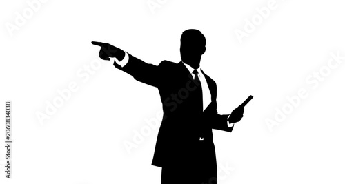 Man pointing silhouette on transparent background