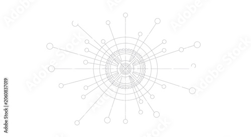 Technical Gear Node Network Vector Illustration