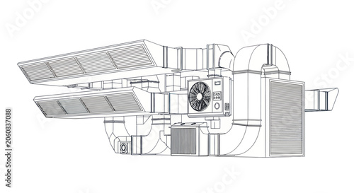 Industrial HVAC Ventilation System Vector Illustration