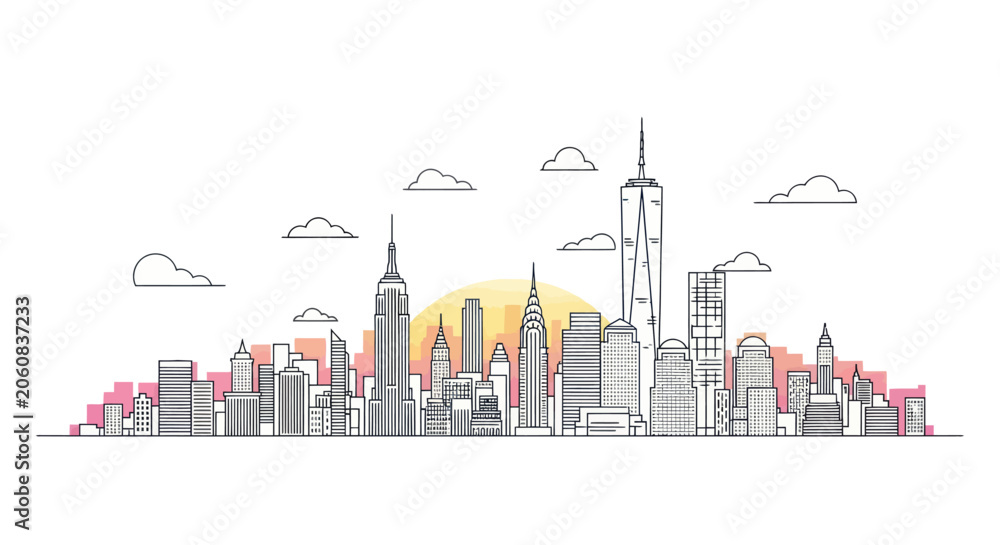 Fototapeta premium New York City Skyline Vector Illustration
