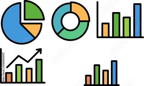 set of business graphs and charts