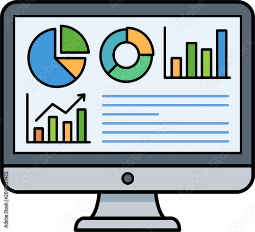 vector illustration of business graphs and charts