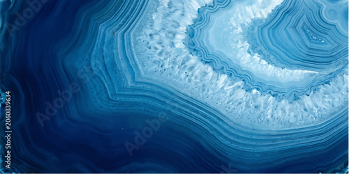 Bild auf Leinwand Close-up of a blue agate slice revealing intricate, swirling patterns and mineral layers, showcasing the natural beauty of gemstone textures