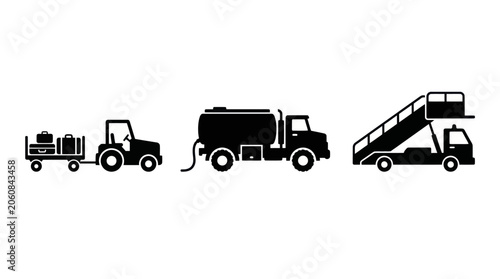 Airport Ground Support Equipment Icon Set