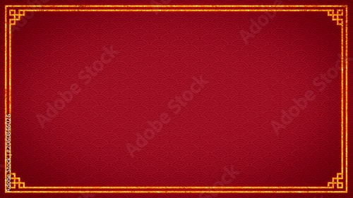 Traditional Asian background vertical video with glowing gold glitter frame