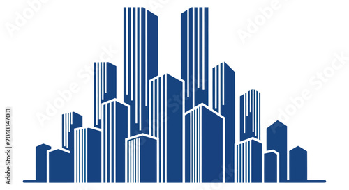 Minimalist Blue City Skyline Vector Illustration