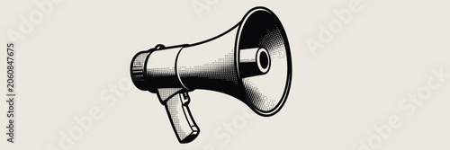 Megaphone Illustration on Beige Background