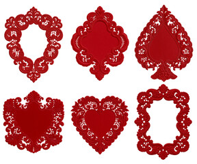 Red Lace Doily Vintage Rouge Clipart PNG Transparent Background Ornamental Frames