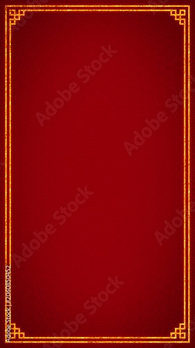 Traditional Asian background vertical video with glowing gold glitter frame