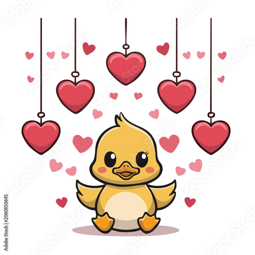 Cute cartoon bear with hearts illustration