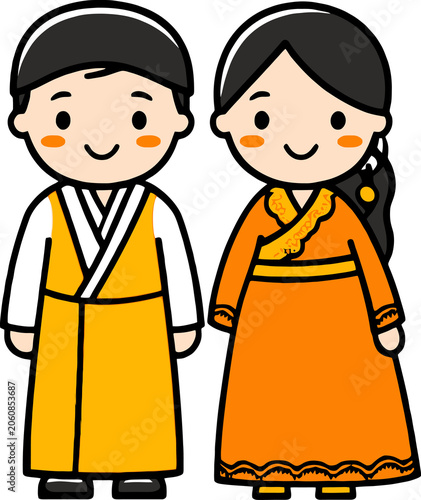 Uzbek Chapan Traditional Couple
