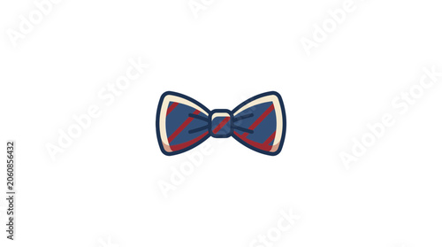 Minimalist Blue and Red Striped Bow Tie Vector Icon